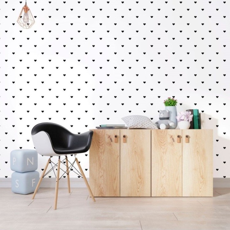 Papel de Parede Adesivo Corações Minimalistas...