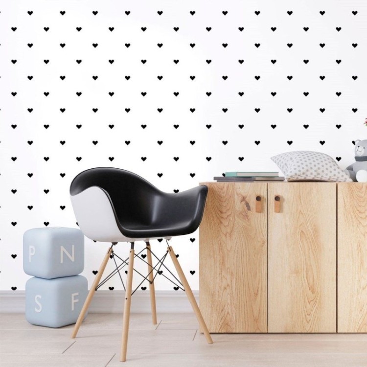 Papel de Parede Adesivo Corações Minimalistas...