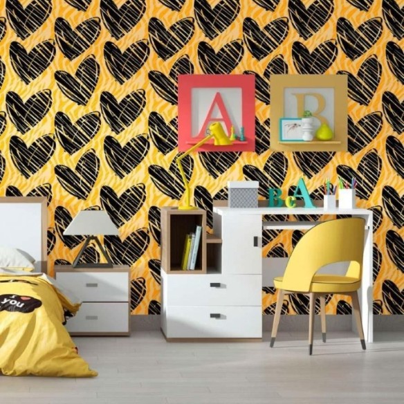 Papel de Parede Adesivo Corações N012005
