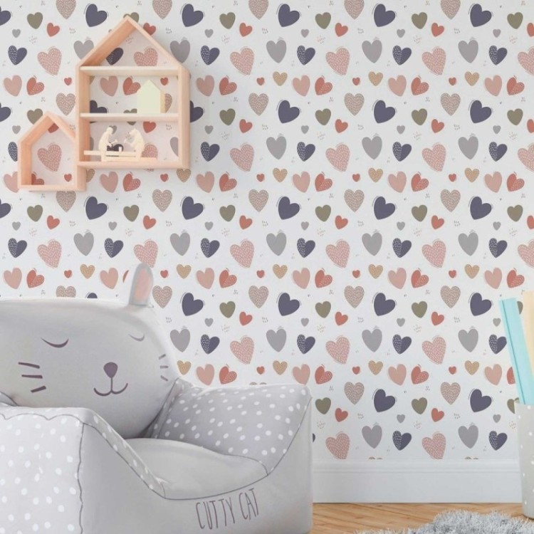 Papel de Parede Adesivo Corações N018091