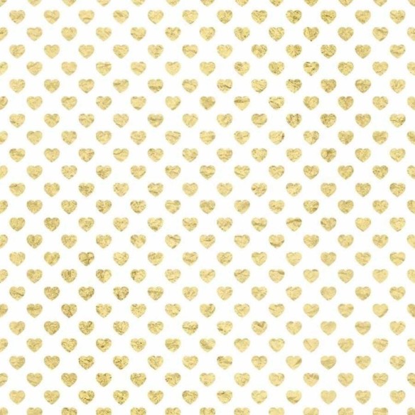 Papel de Parede Adesivo Corações Ouro N06115