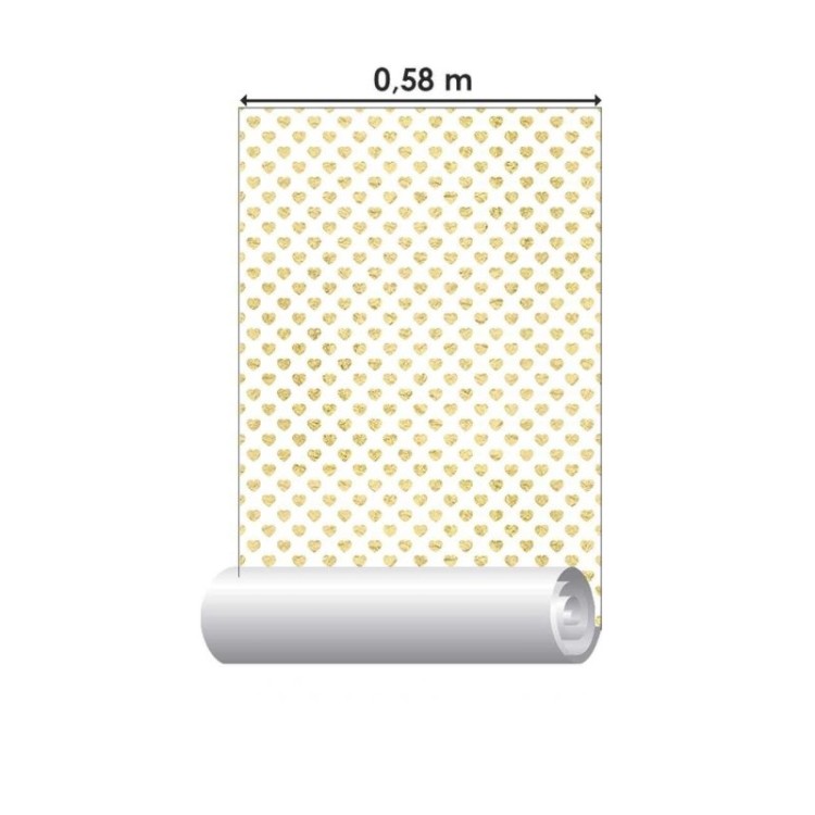 Papel de Parede Adesivo Corações Ouro N06115