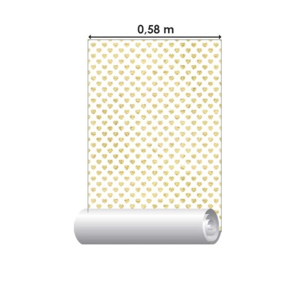 Papel de Parede Adesivo Corações Ouro N06115