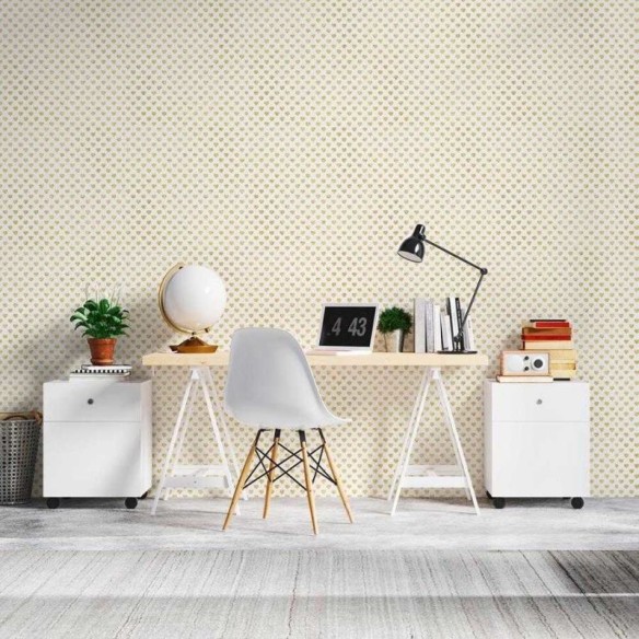 Papel de Parede Adesivo Corações Ouro N06115