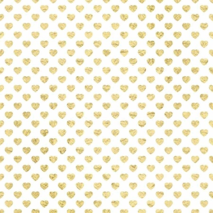 Papel de Parede Adesivo Corações Ouro N06115