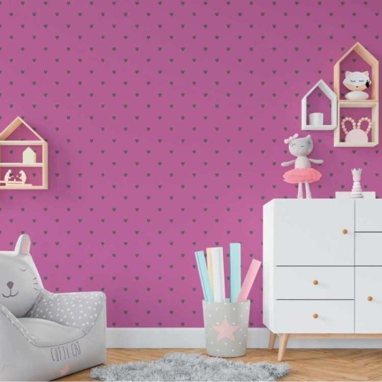 Papel de Parede Adesivo Corações Poá N018110