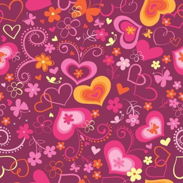 Papel de Parede Adesivo Corações Rosa 124462936