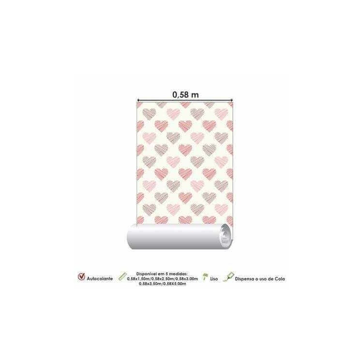 Papel de Parede Adesivo Corações Rosa 144645302