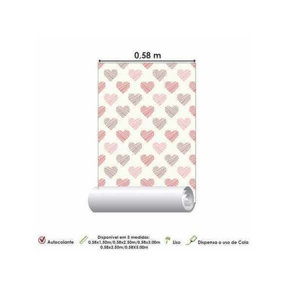Papel de Parede Adesivo Corações Rosa 144645302