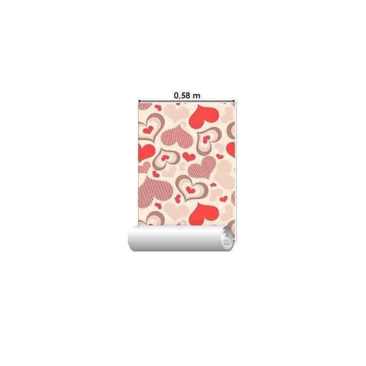 Papel de Parede Adesivo Corações Vermelho 633