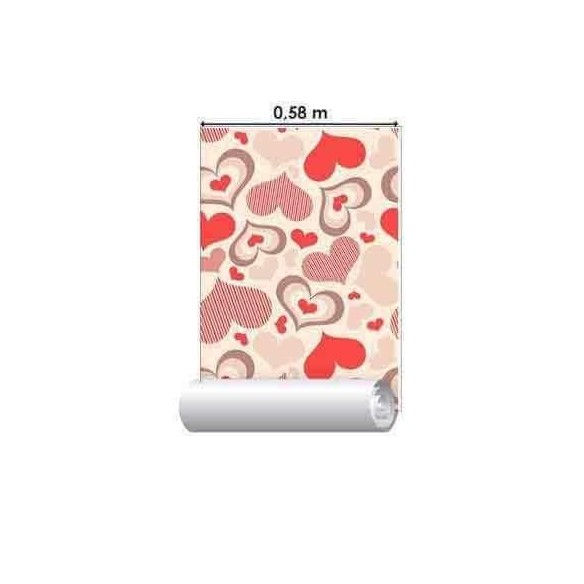 Papel de Parede Adesivo Corações Vermelho 633