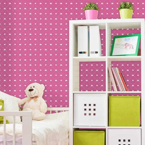 Papel de Parede Adesivo Coroa Rosa 257163679