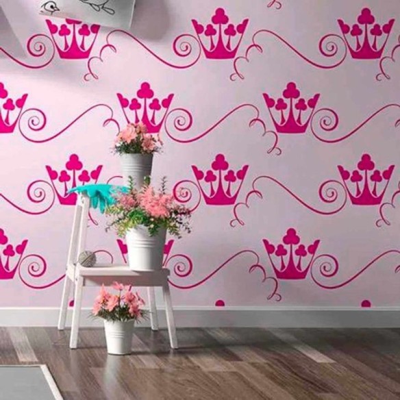 Papel de Parede Adesivo Coroa Rosa 383664594