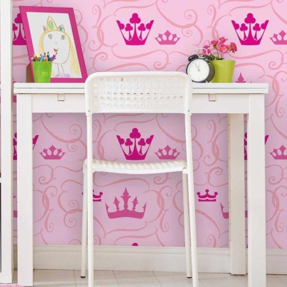 Papel de Parede Adesivo Coroa Rosa 483664594
