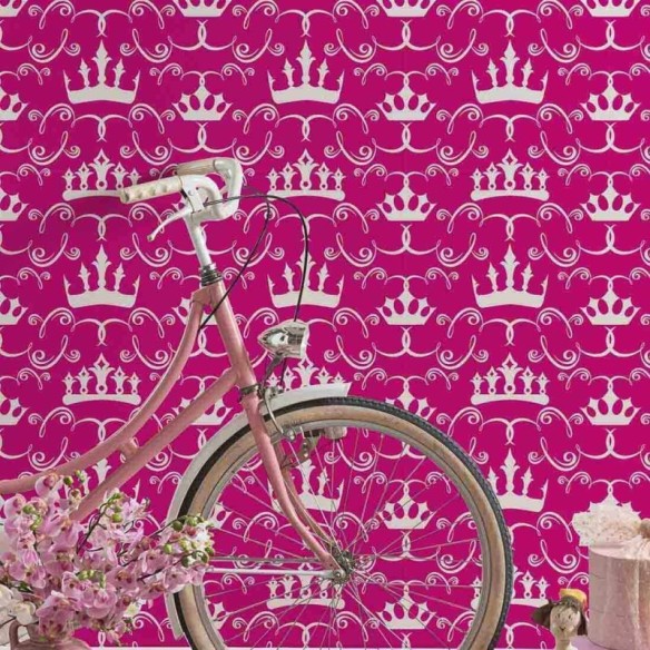 Papel de Parede Adesivo Coroa Rosa 683664594