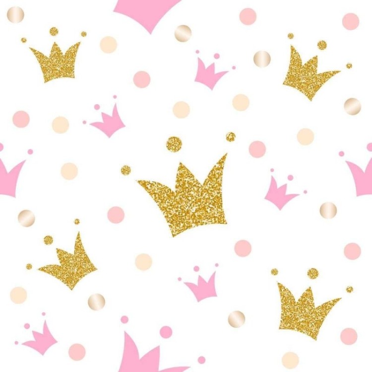 Papel de Parede Adesivo Coroas Rosa e Dourado...