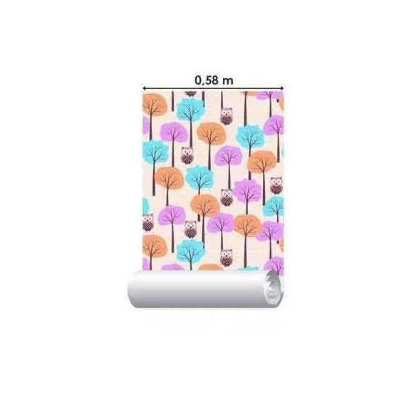 Papel de Parede Adesivo Corujas e Árvores 213226843