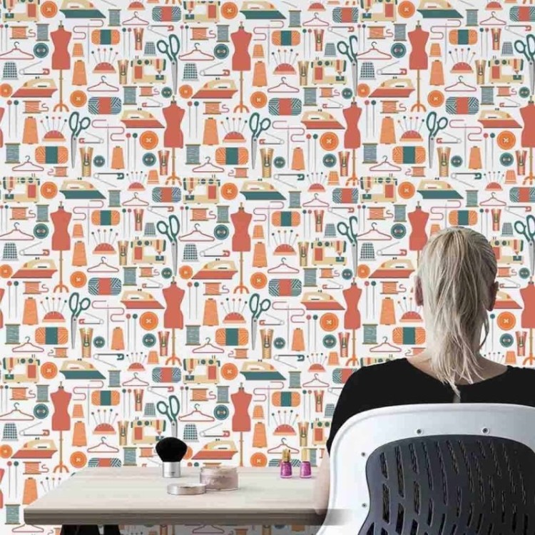 Papel de Parede Adesivo Costura 161693357