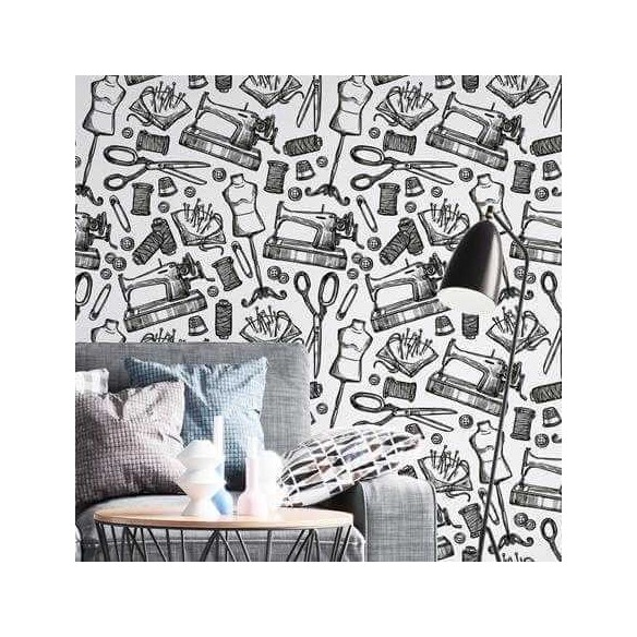Papel de Parede Adesivo Costureira N12145