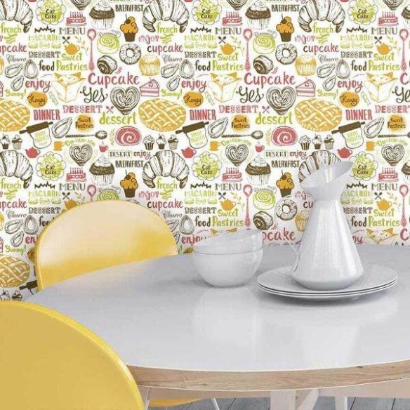 Papel de Parede Adesivo Cozinha Menu Comida 341292902