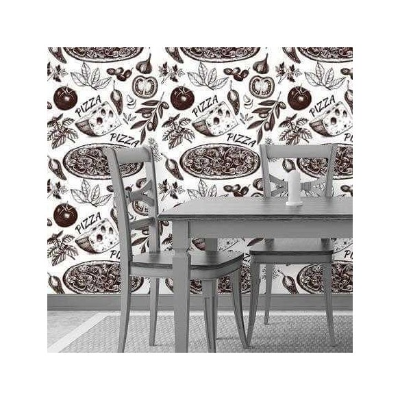 Papel de Parede Adesivo Cozinha Pizza Branco 232923559