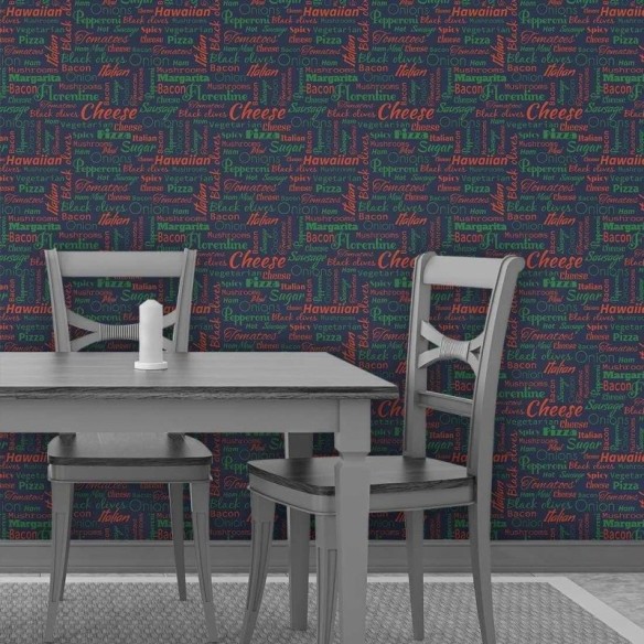 Papel de Parede Adesivo Cozinha Pizza Sabores 268156166