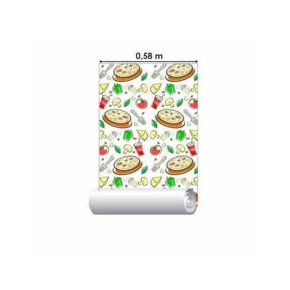 Papel de Parede Adesivo Cozinha Pizza Vermelho 23547801434