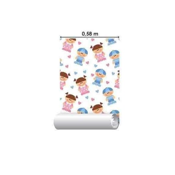 Papel de Parede Adesivo Crianças Rosa e Azul 71136805