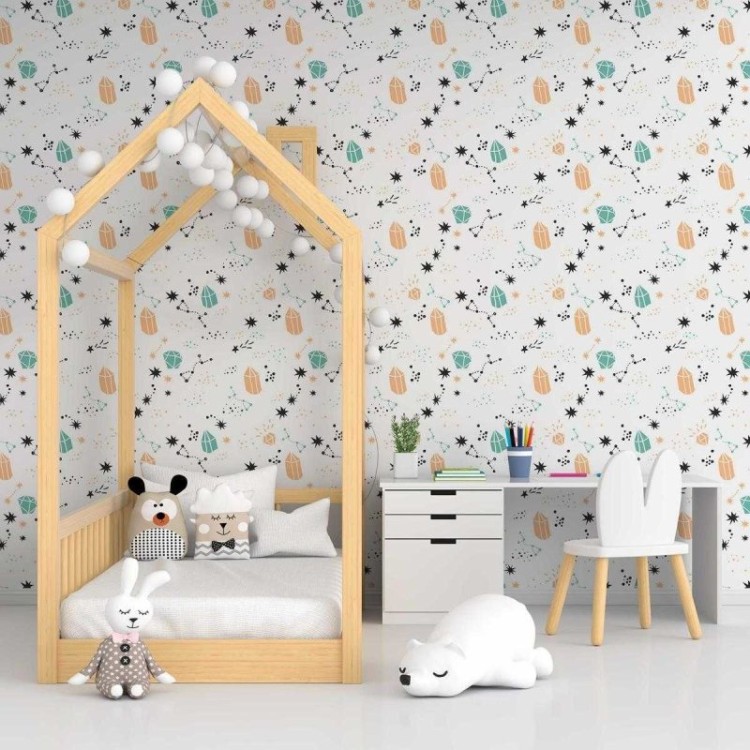 Papel de Parede Adesivo Cristais e Estrelas N05047