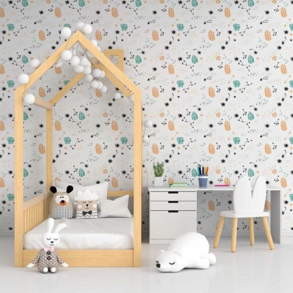 Papel de Parede Adesivo Cristais e Estrelas N05047