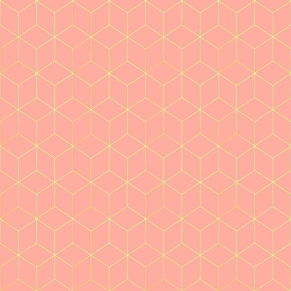 Papel de Parede Adesivo Cubos Abstrato Rosa e Amarelo N08088
