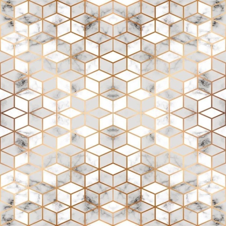 Papel de Parede Adesivo Cubos dourados N08196