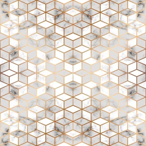 Papel de Parede Adesivo Cubos dourados N08196