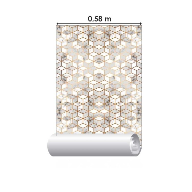 Papel de Parede Adesivo Cubos dourados N08196