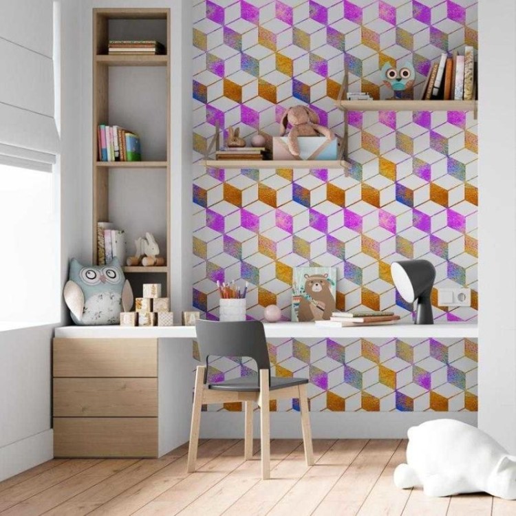 Papel de Parede Adesivo Cubos Psicodélicos N06271