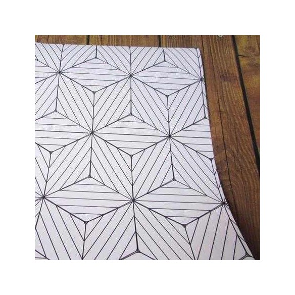 Papel de Parede Adesivo 3D Geométrico Branco e Preto 237661555
