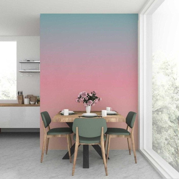 Papel de Parede Adesivo Degradê Amarelo Rosa e...