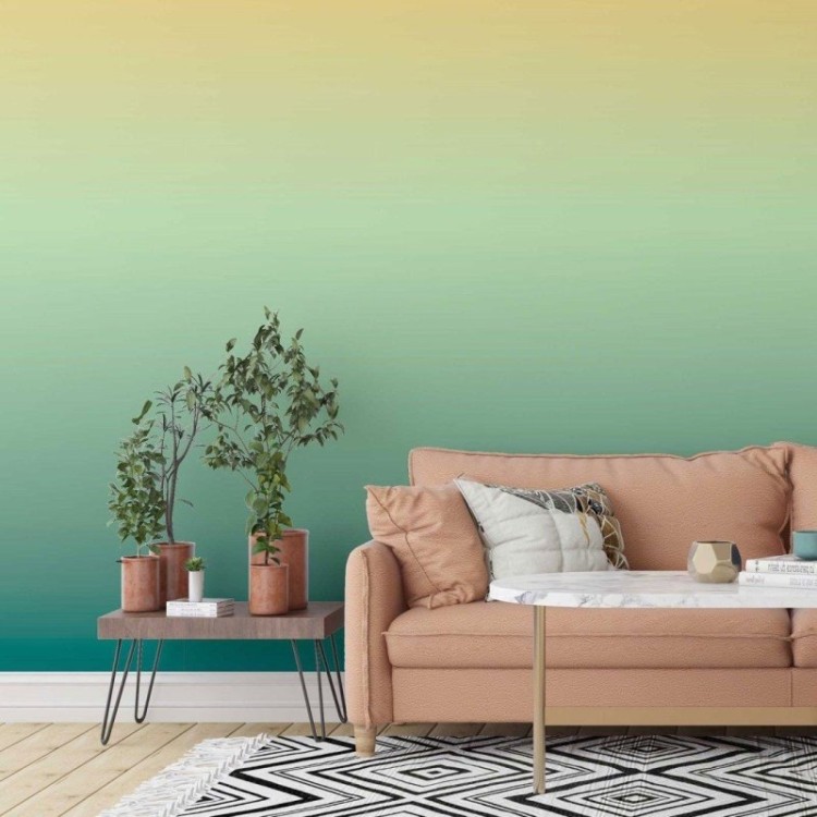 Papel de Parede Adesivo degradê amarelo verde...