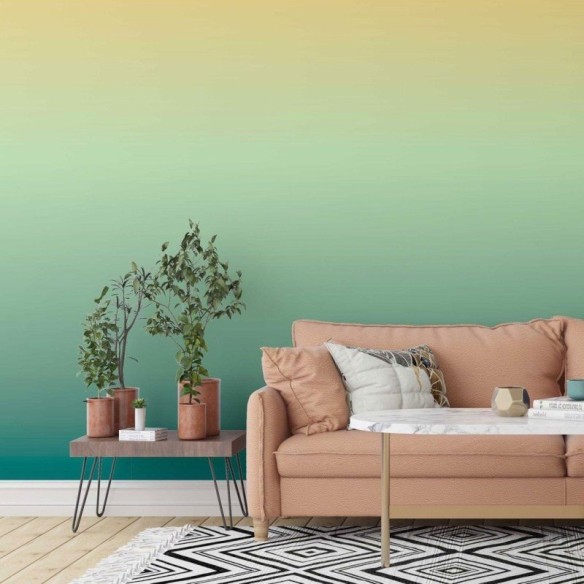 Papel de Parede Adesivo degradê amarelo verde N014068