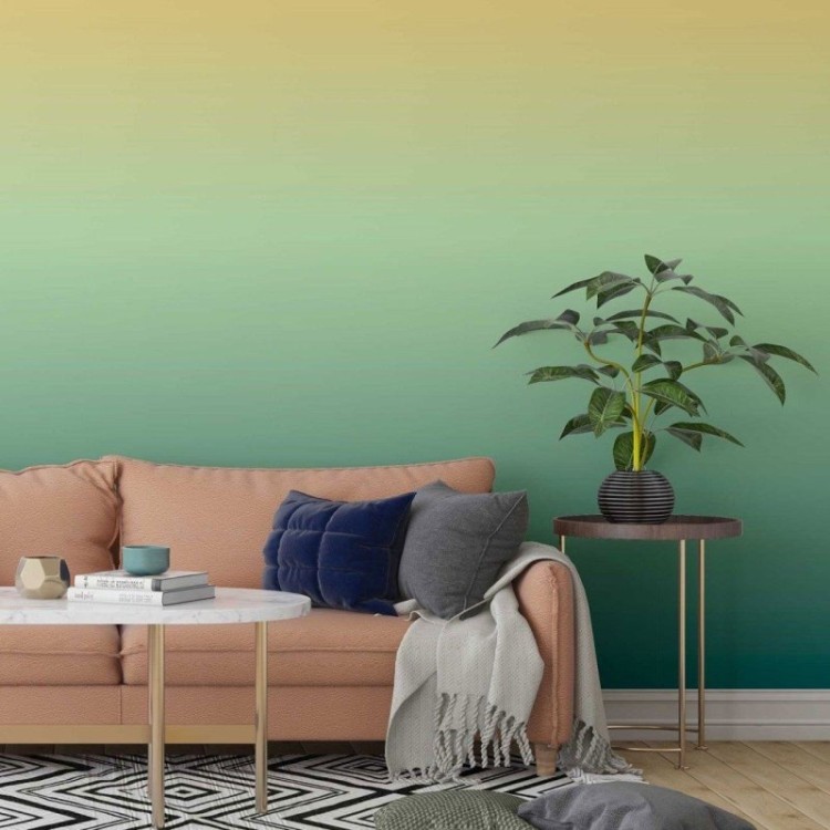 Papel de Parede Adesivo degradê amarelo verde...