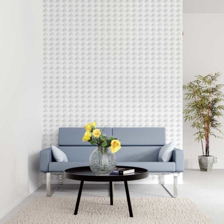Papel de Parede Adesivo 3D geométrico Branco...