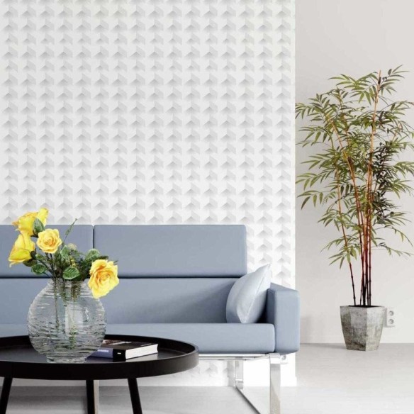 Papel de Parede Adesivo 3D geométrico Branco N05246