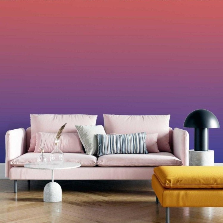 Papel de Parede Adesivo Degradê Coral Roxo e...