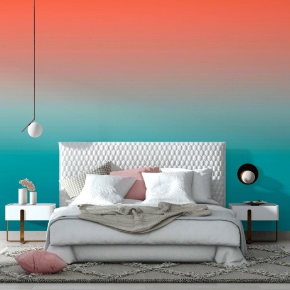 Papel de Parede Adesivo degradê laranja azul N014064