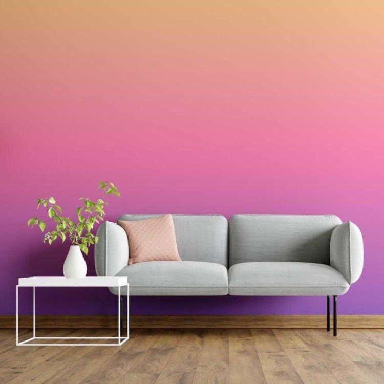 Papel de Parede Adesivo Degradê Laranja Rosa e...