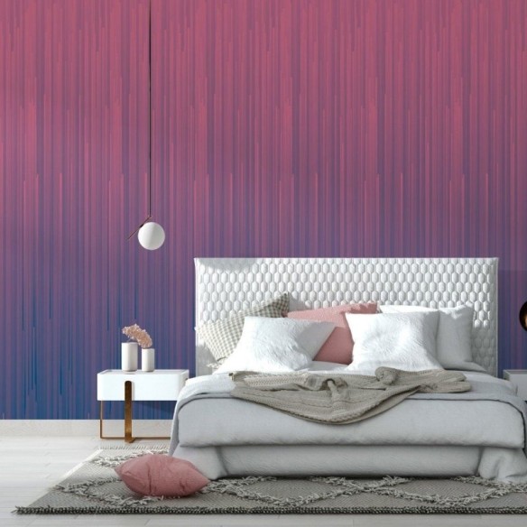 Papel de Parede Adesivo degradê rosa azul listras N014101