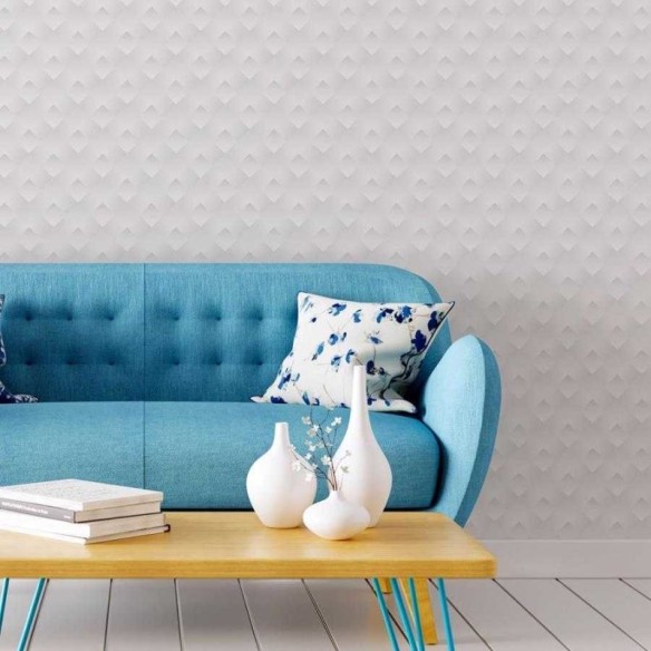 Papel de Parede Adesivo 3D Geométrico Off White N06118
