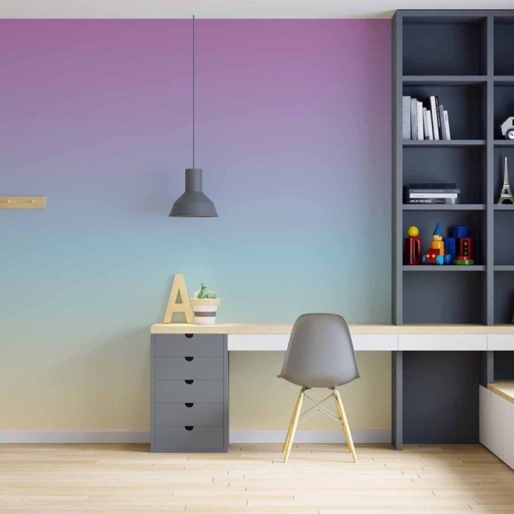 Papel de Parede Adesivo Degradê Roxo Azul e...