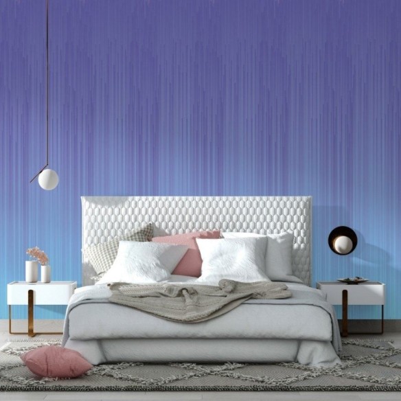 Papel de Parede Adesivo degradê tons azul listras 3D N014104