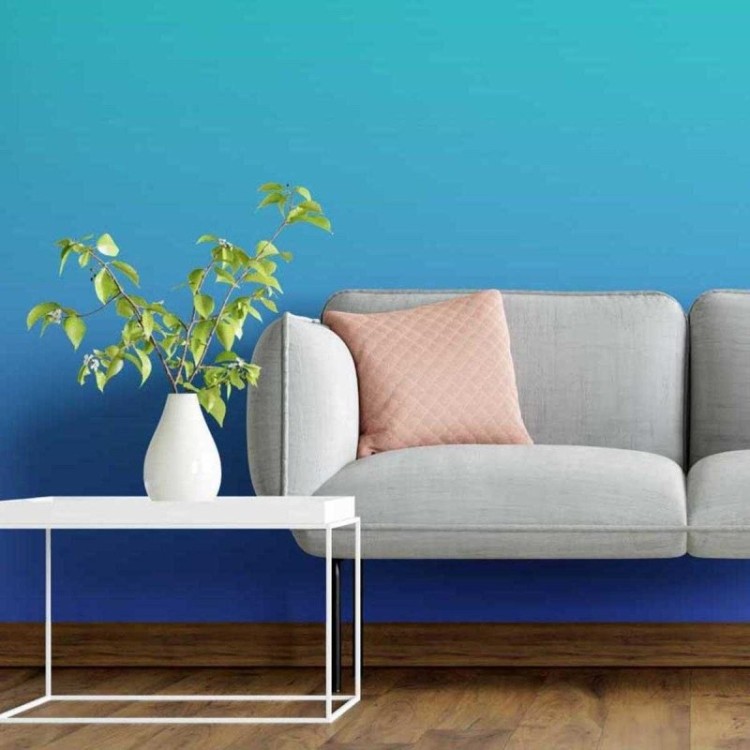Papel de Parede Adesivo Degradê Verde  e Azul...